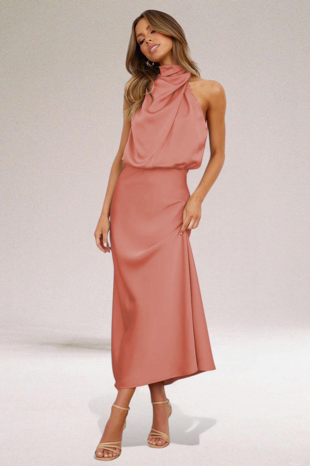 Silk Drape Neck Dress