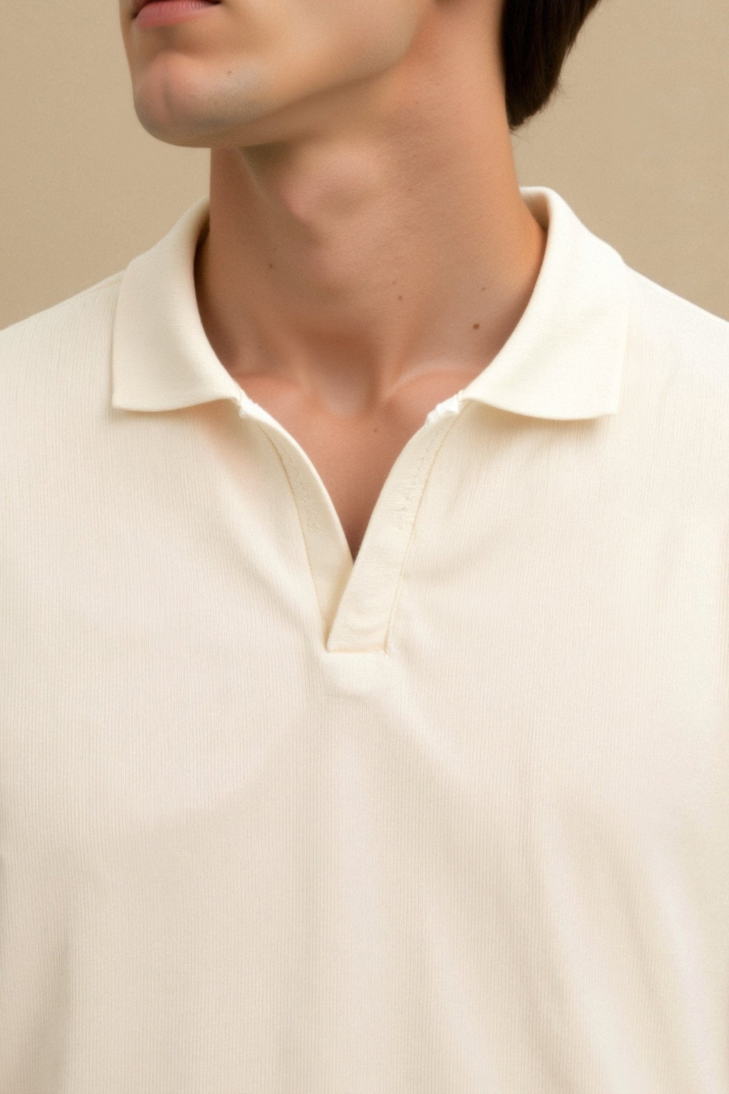 Polo-T-Shirt mit Wollstruktur