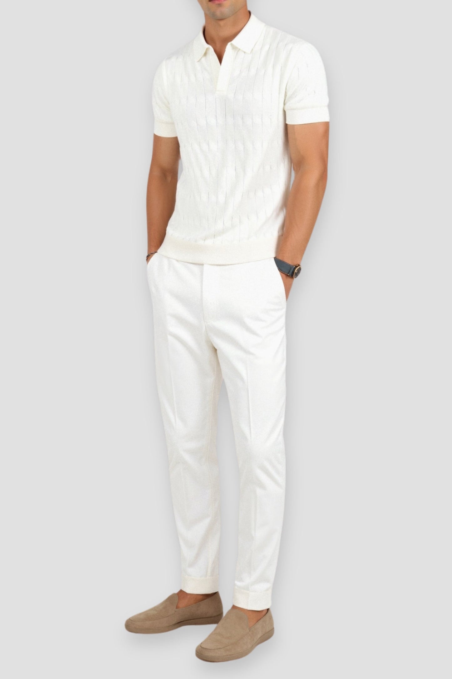Premium V-hals gebreide polo