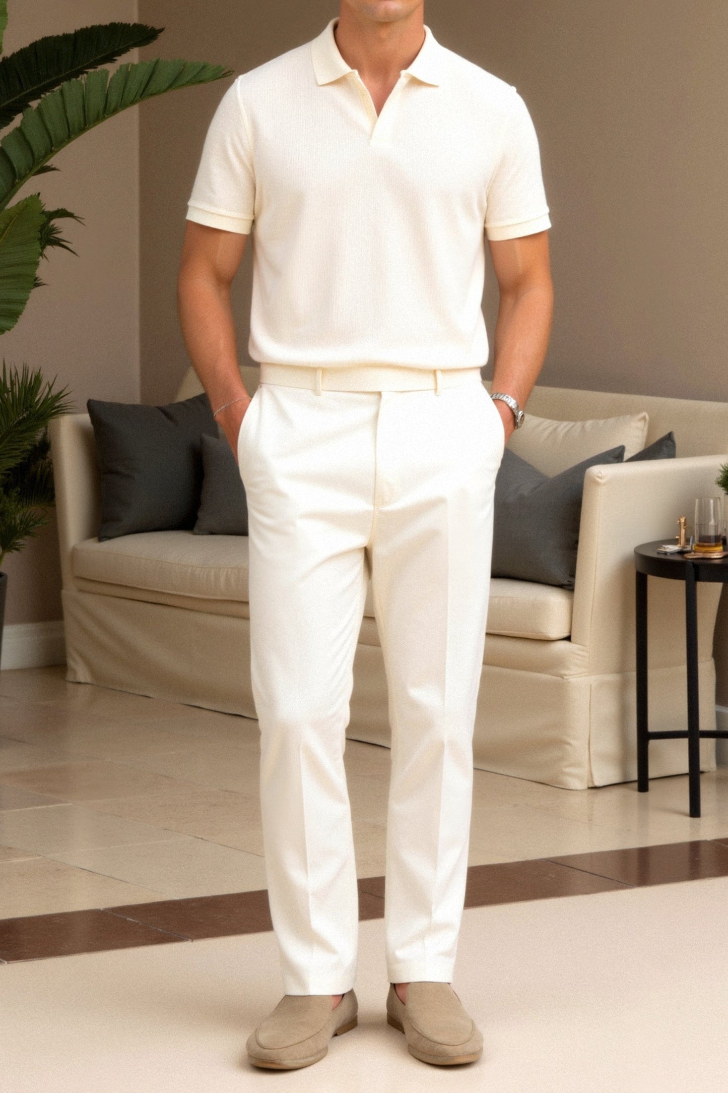 Polo-T-Shirt mit Wollstruktur