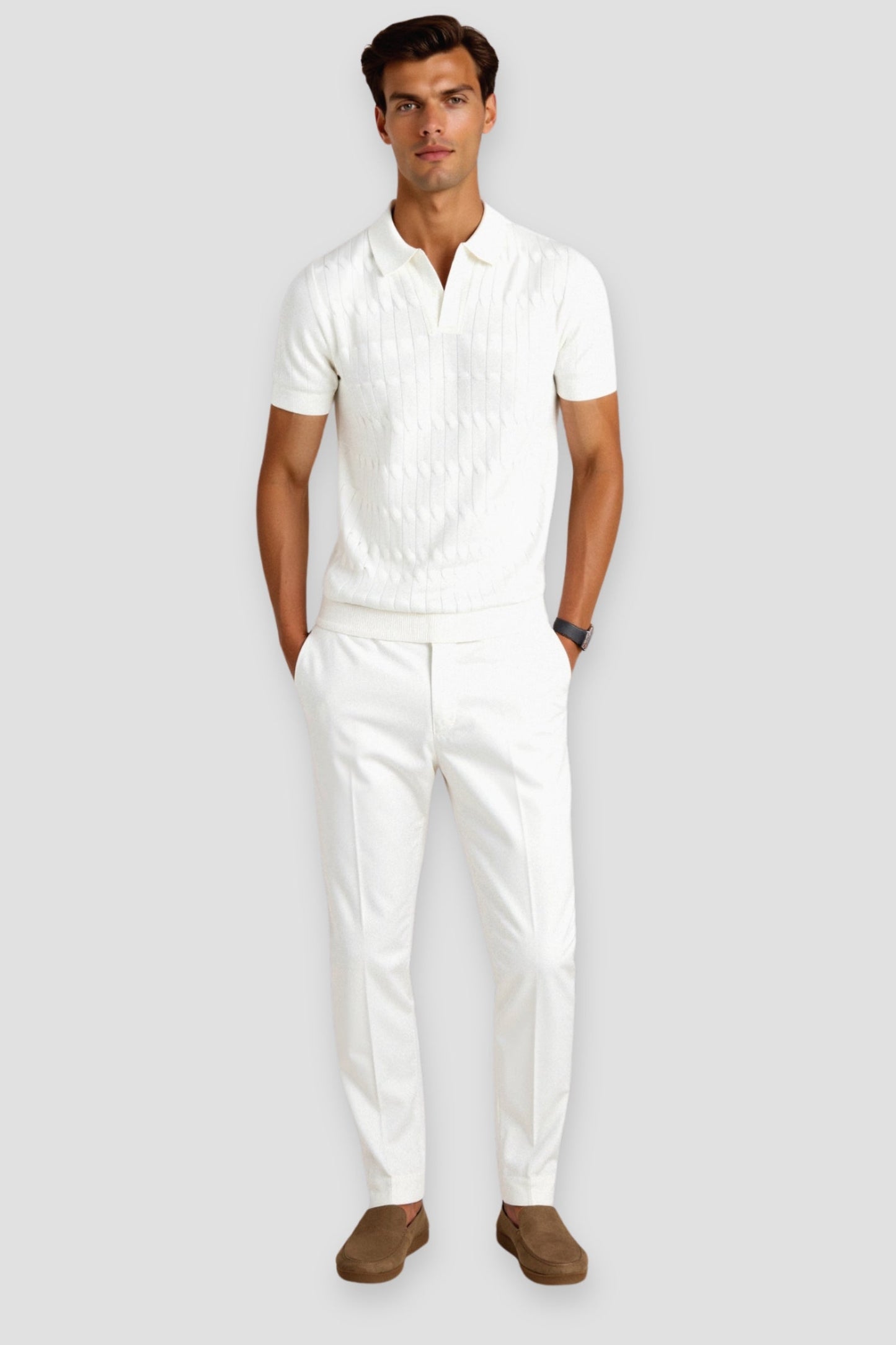 Premium V-hals gebreide polo