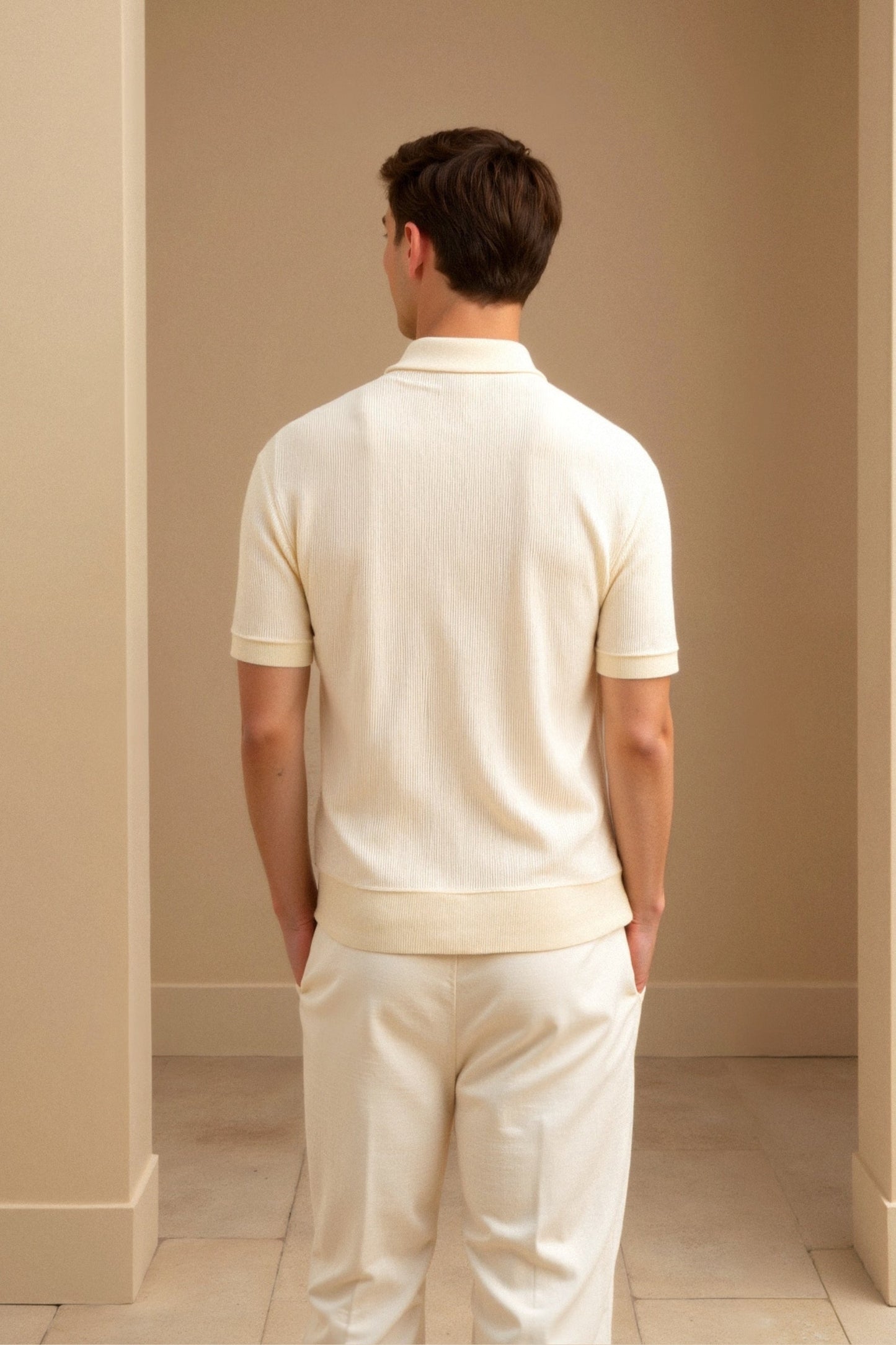Polo-T-Shirt mit Wollstruktur