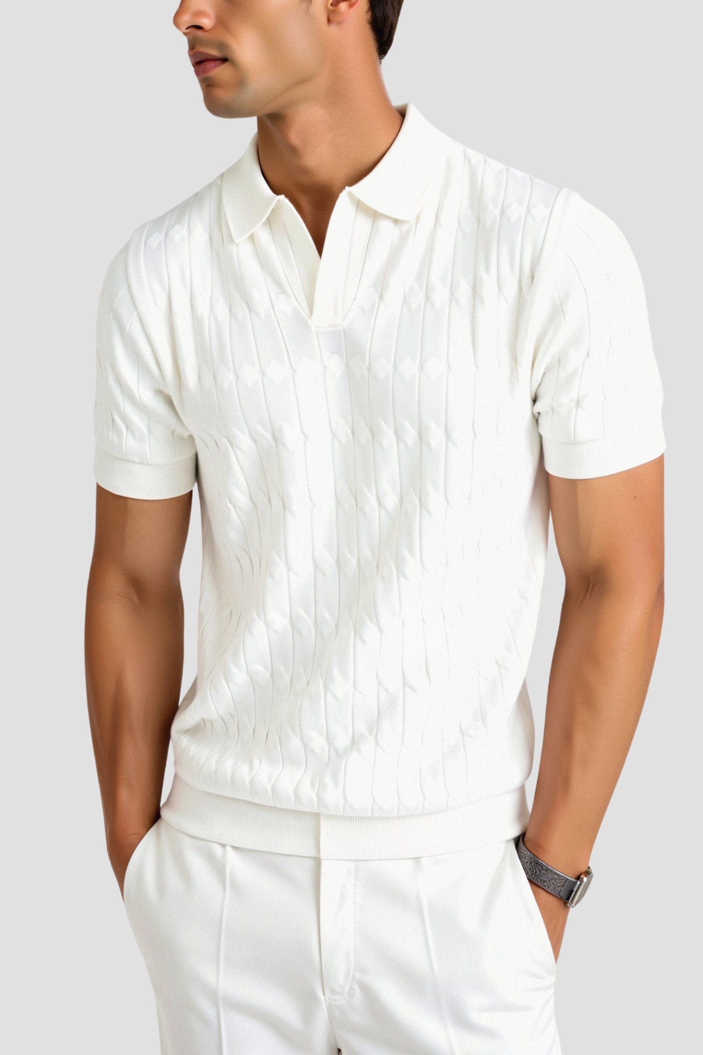 Premium V-hals gebreide polo