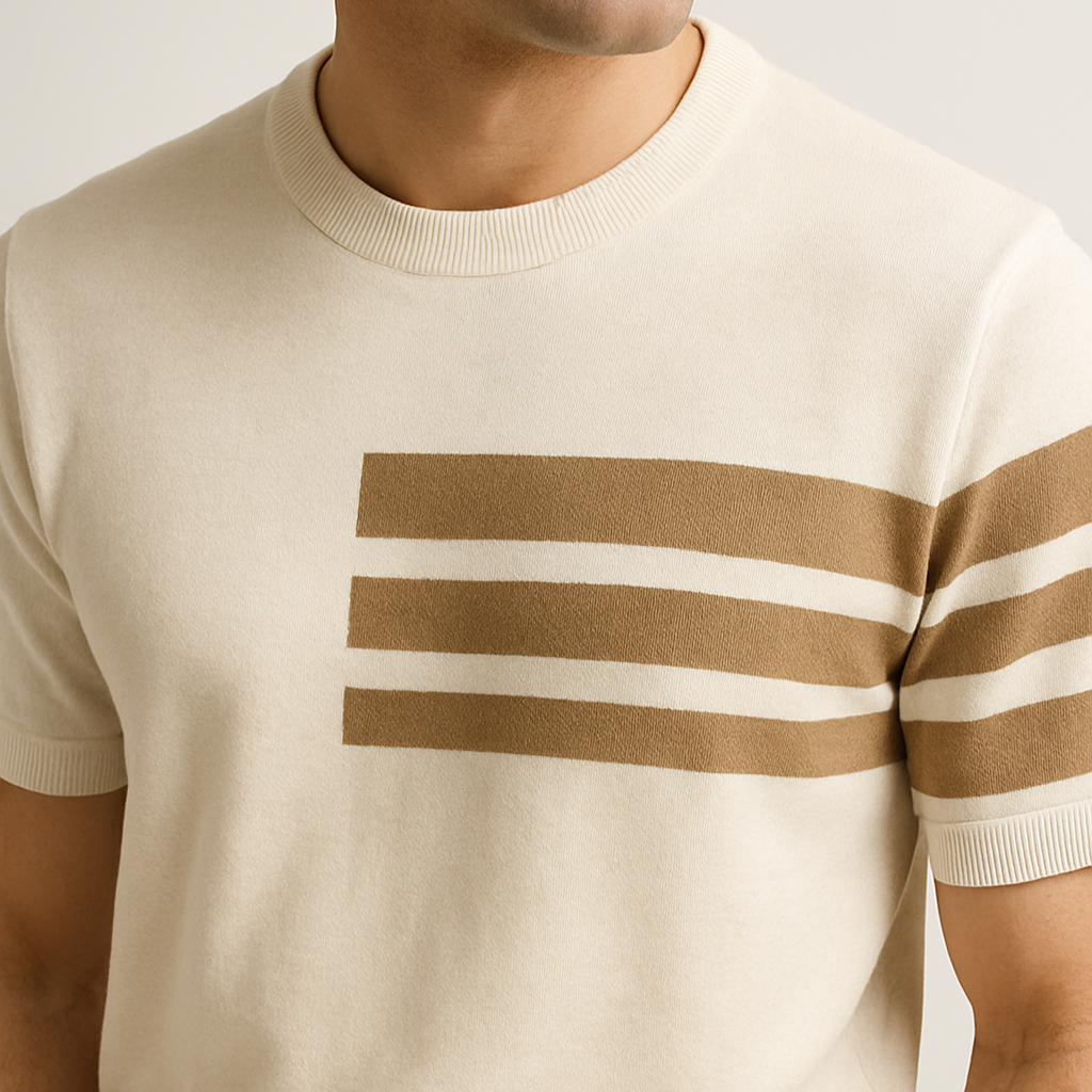 Modernes Streifen-Kurzarmshirt