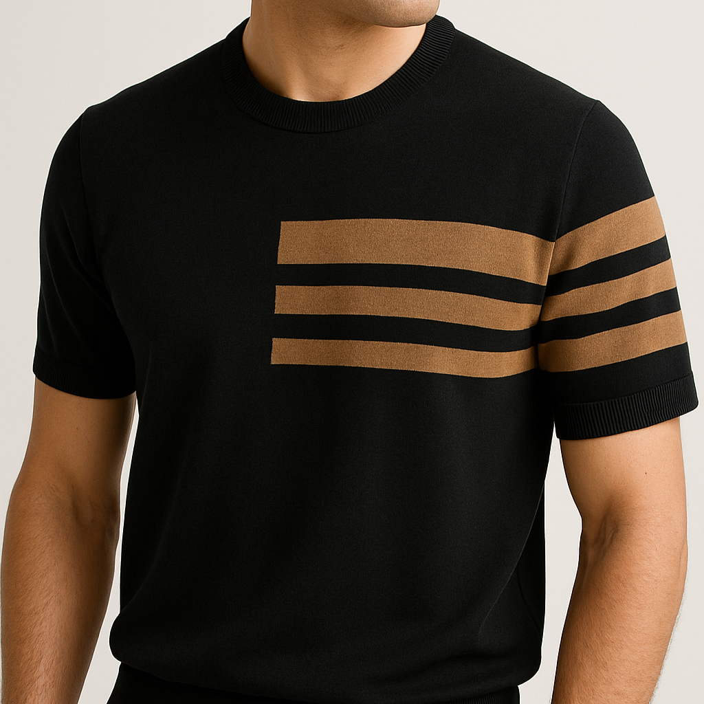 Modernes Streifen-Kurzarmshirt