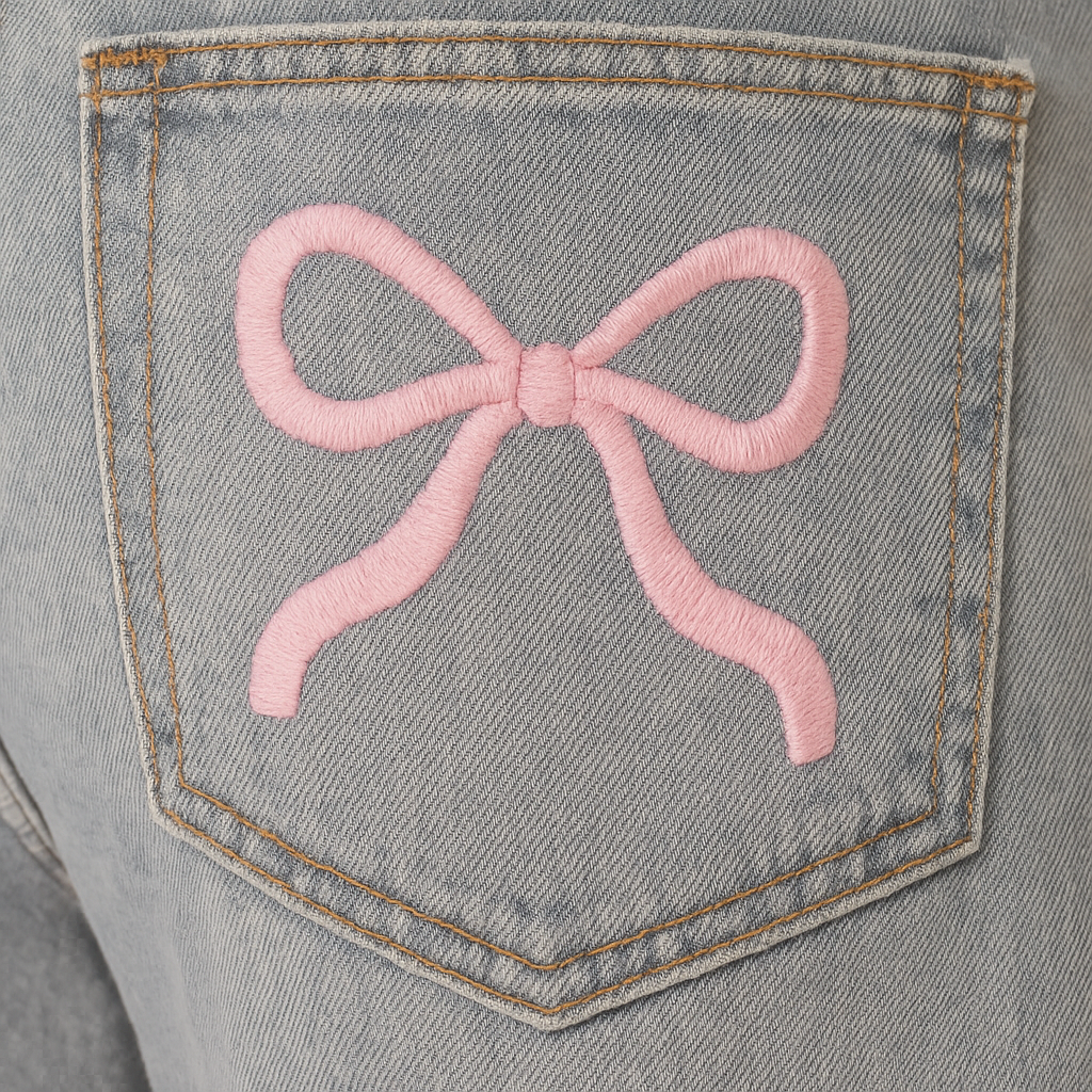 Roze strik baggy jeans