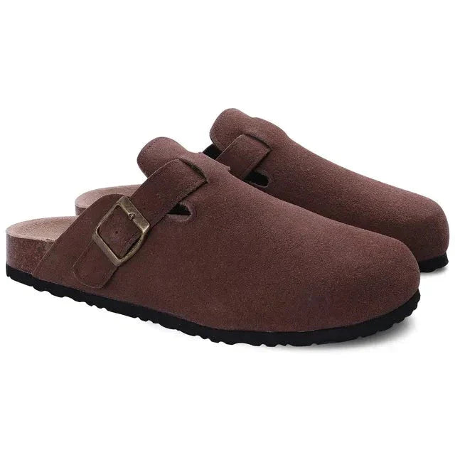 Minimalistische Wildleder-Clogs