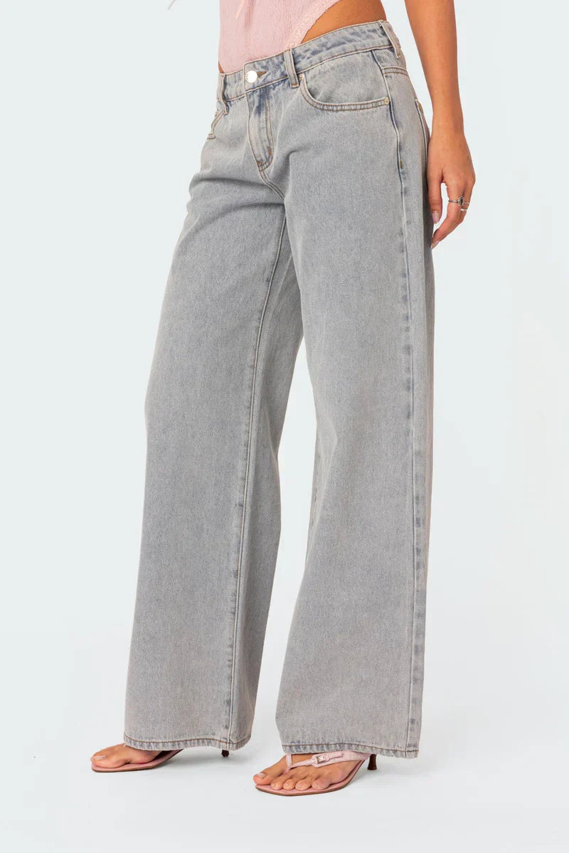 Roze strik baggy jeans