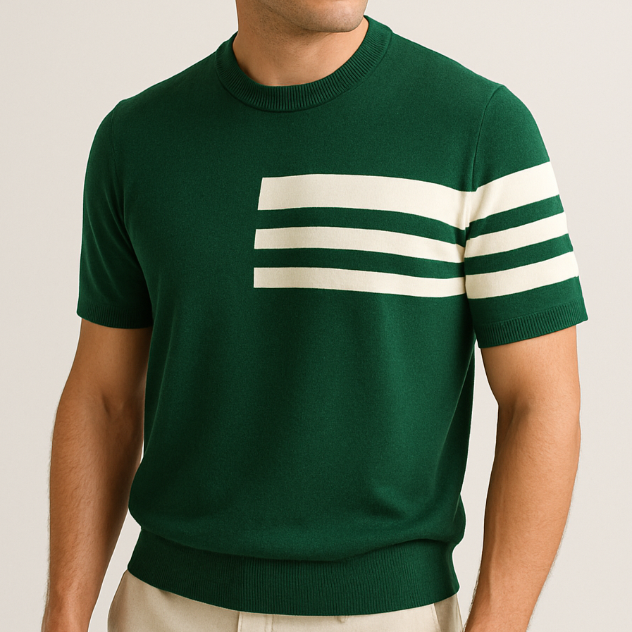 Modernes Streifen-Kurzarmshirt