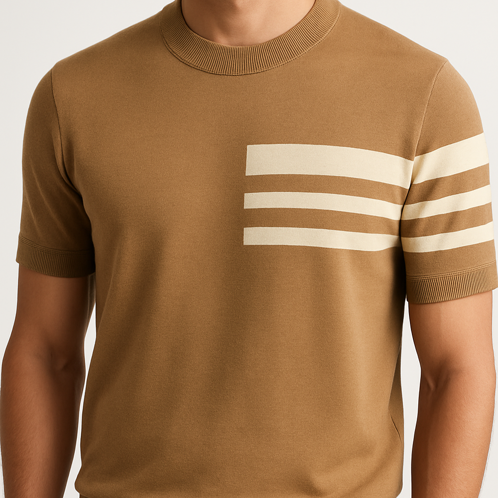 Modernes Streifen-Kurzarmshirt