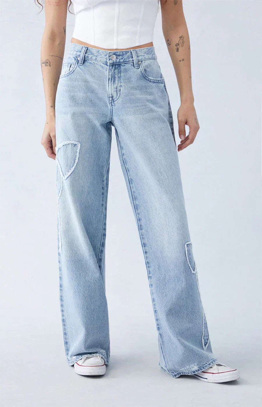 Roze strik baggy jeans