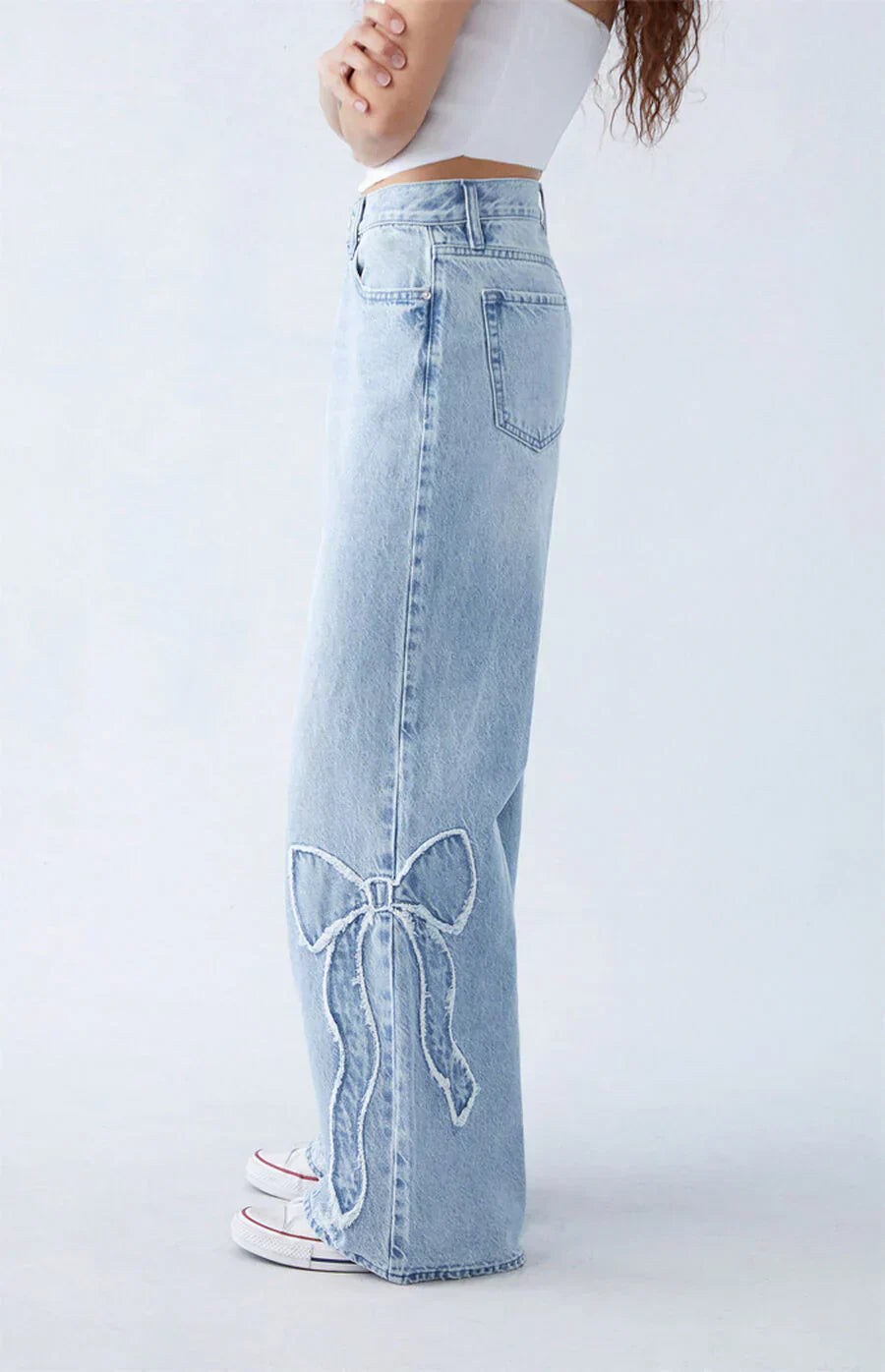 Roze strik baggy jeans