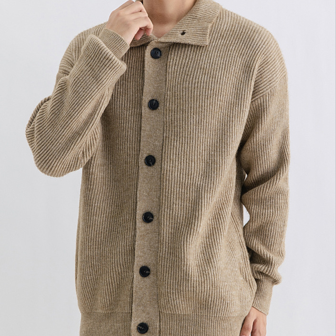 Ribbed Button Cardigan