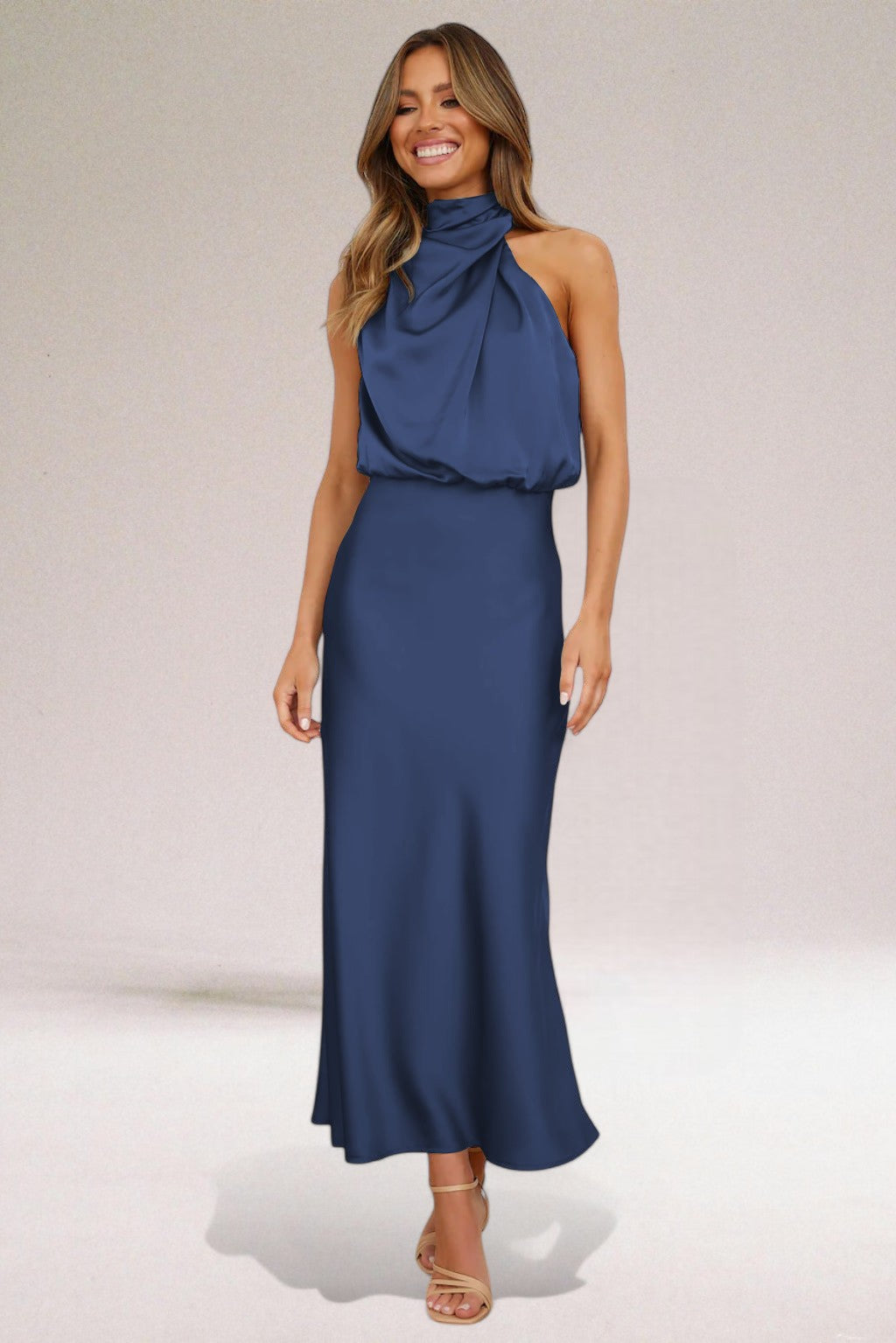 Silk Drape Neck Dress