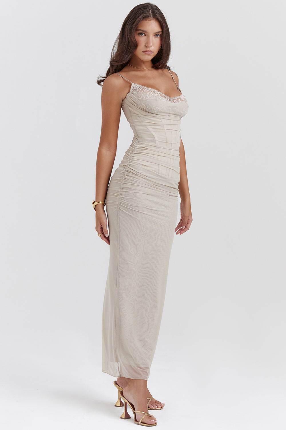 Mesh Bodycon Maxi Kleid