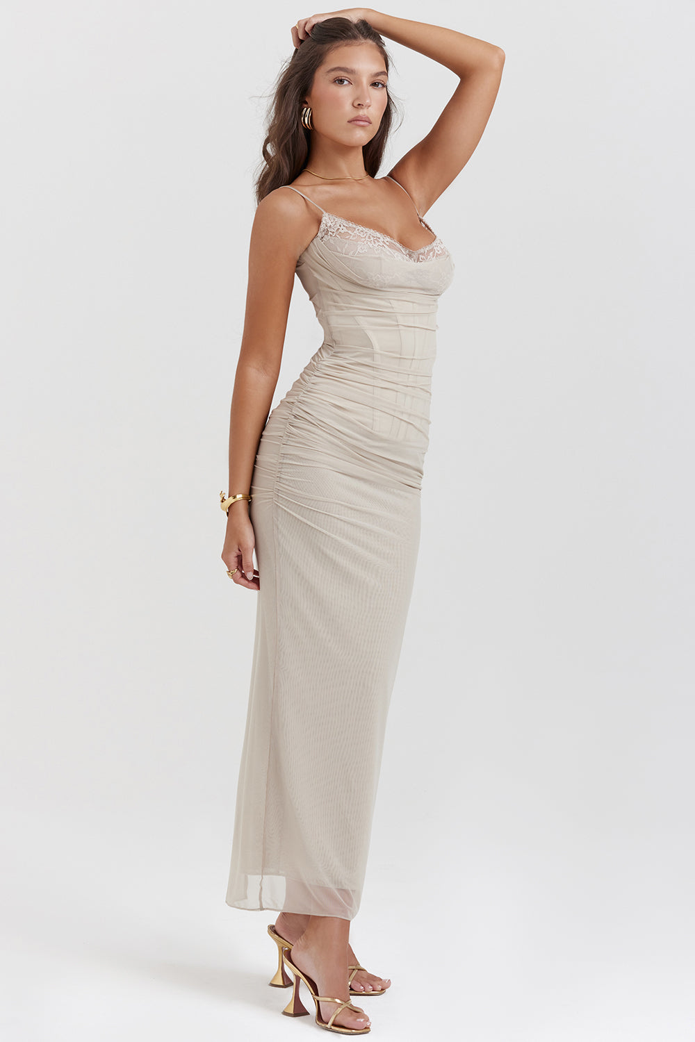 Mesh Bodycon Maxi Kleid