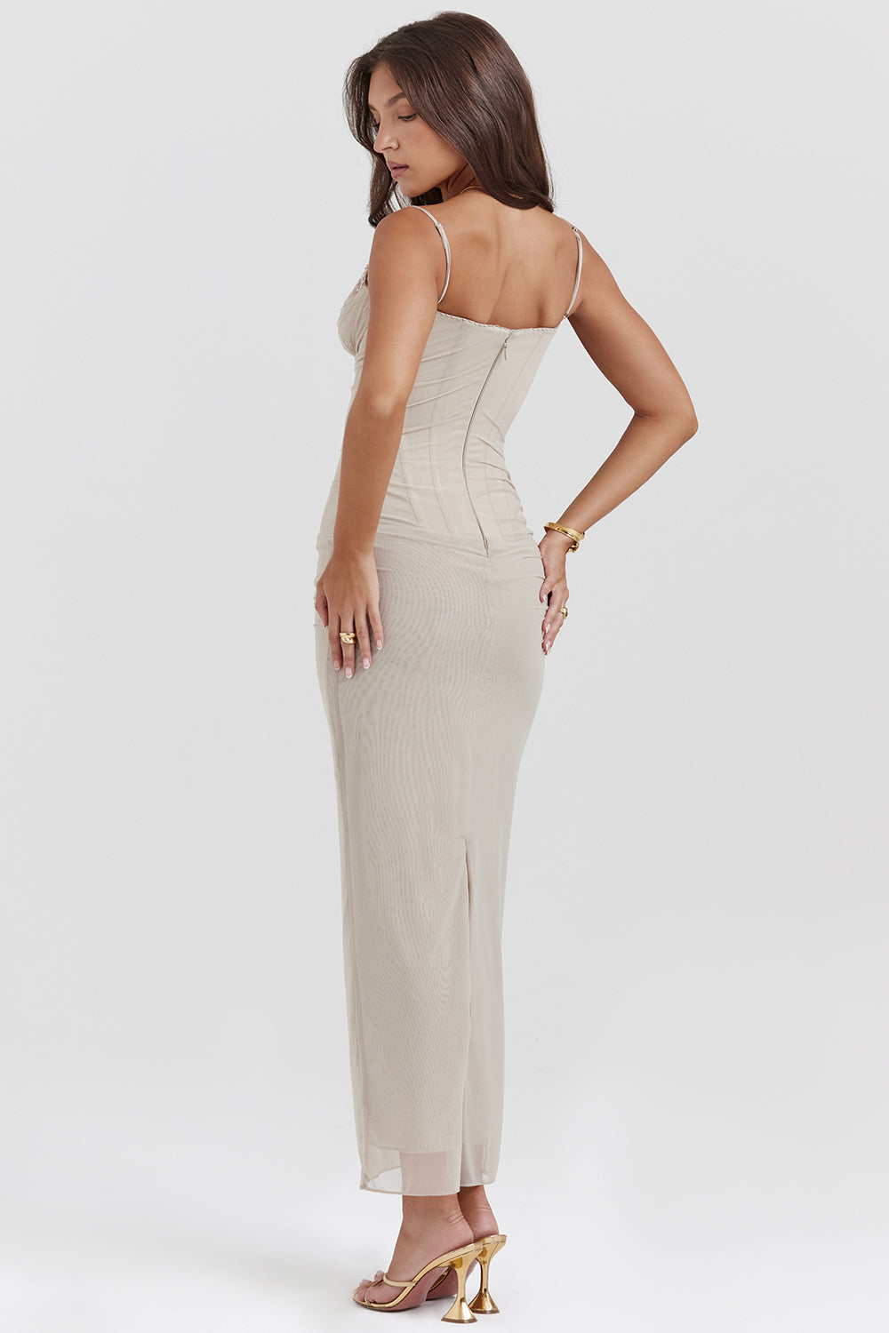 Mesh Bodycon Maxi Kleid