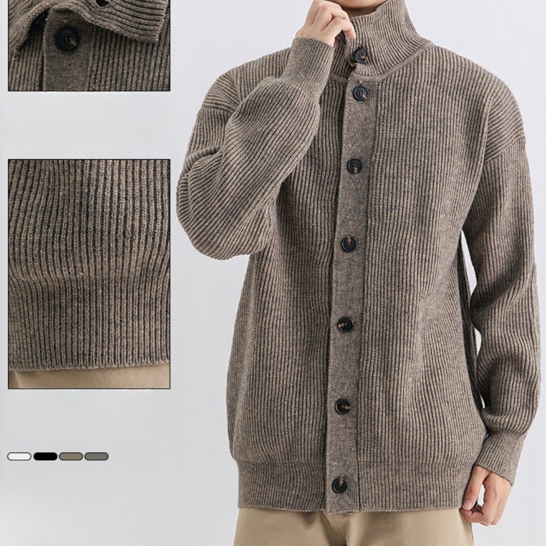 Ribbed Button Cardigan