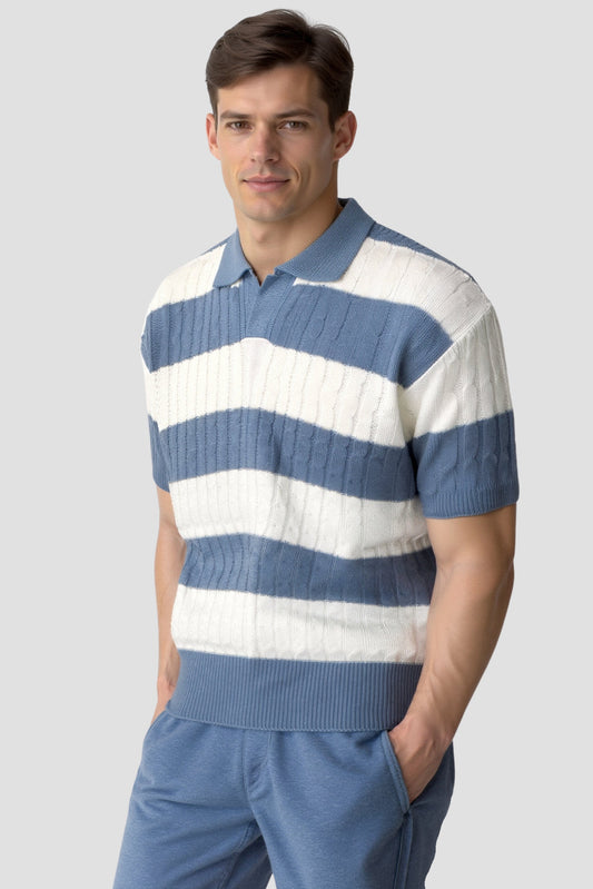 Blau-Creme Sommer-Polo