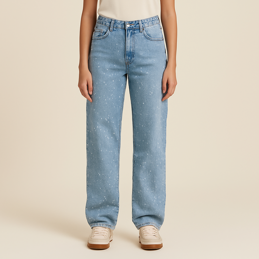 Glitter denim met hoge taille