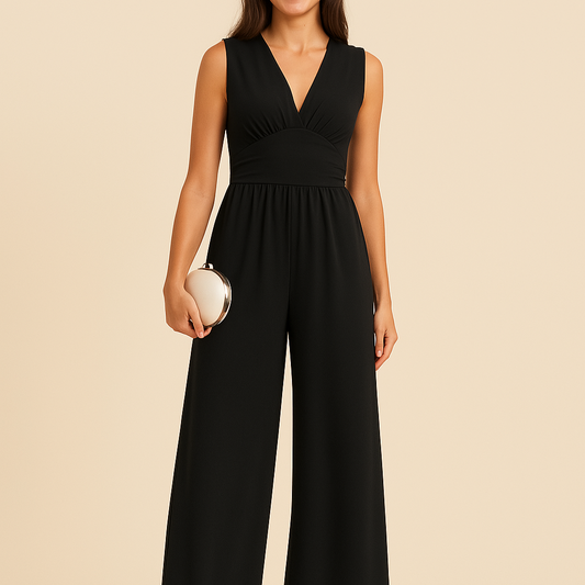 Zwarte jumpsuit met wijde pijpen