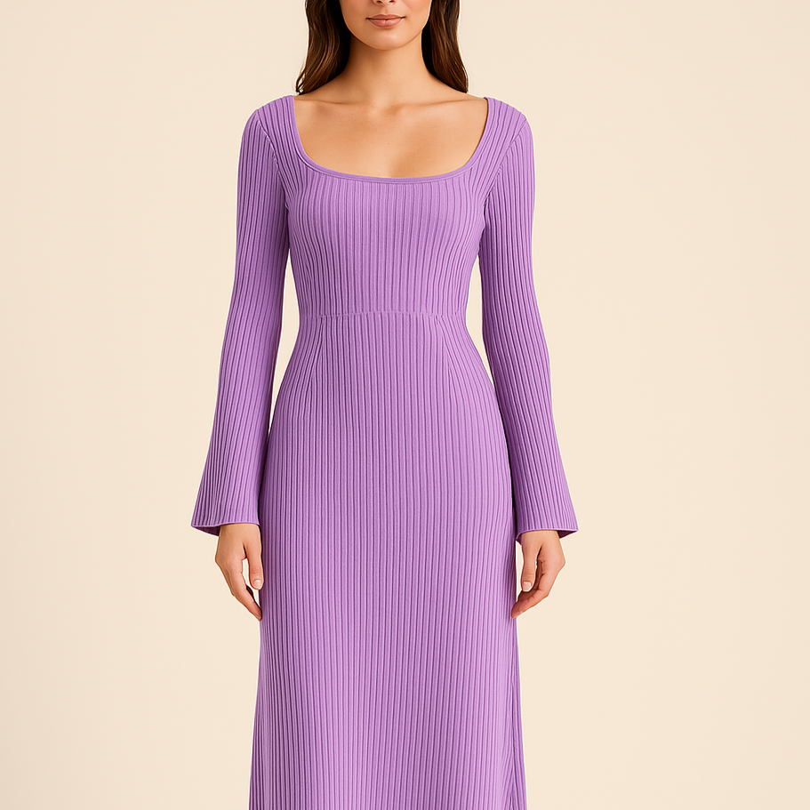 Ribbed Knit Midi Dress