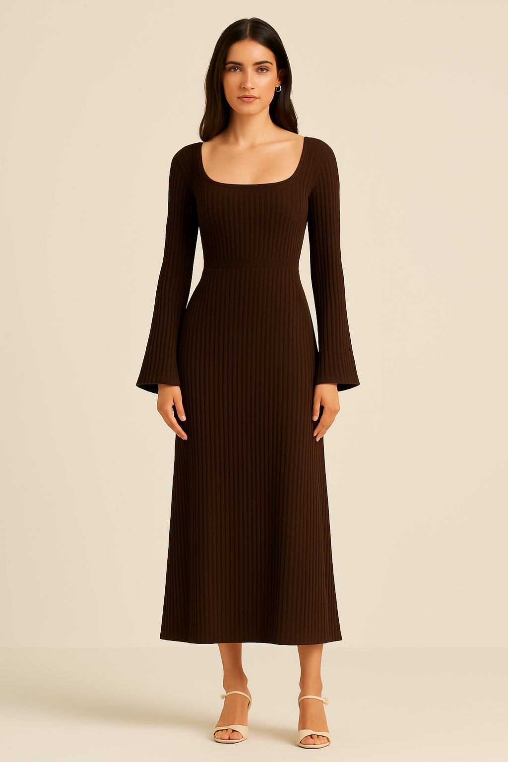 Ribbed Knit Midi Dress