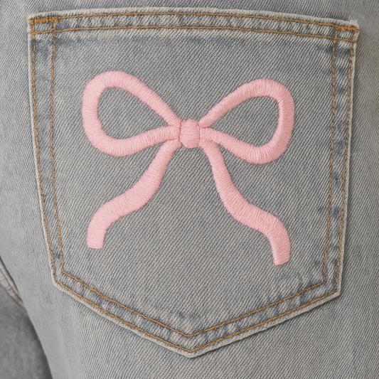 Roze strik baggy jeans