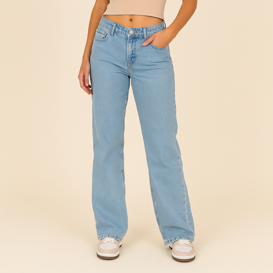 Lage taille wijde pijpen jeans