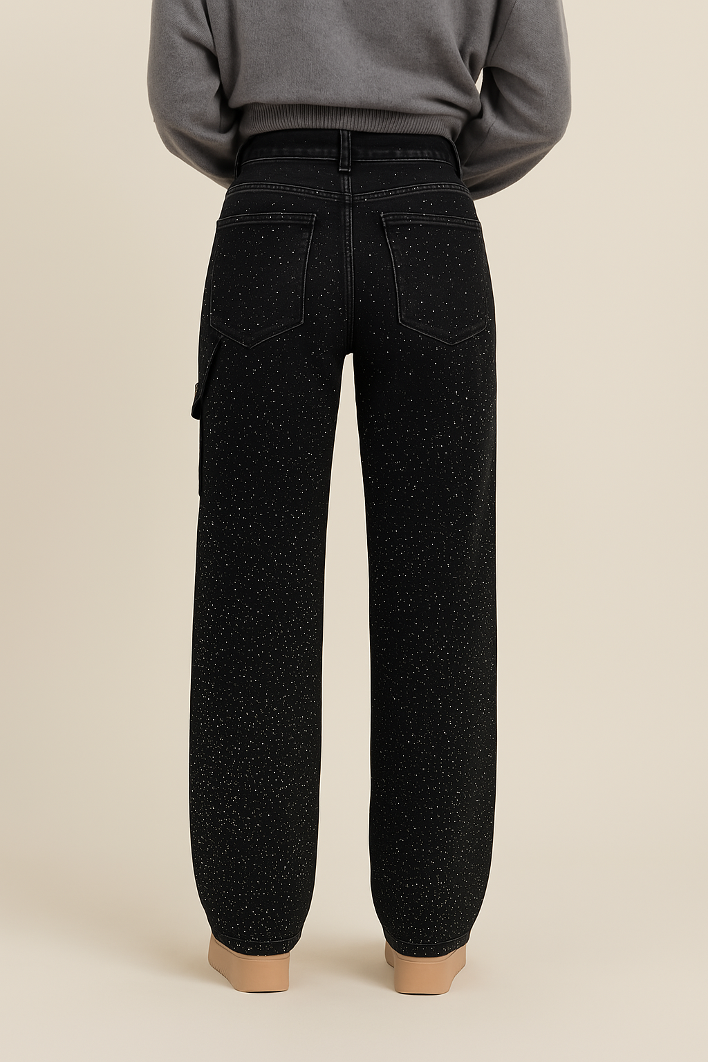 Glitzer-Denim mit hoher Taille