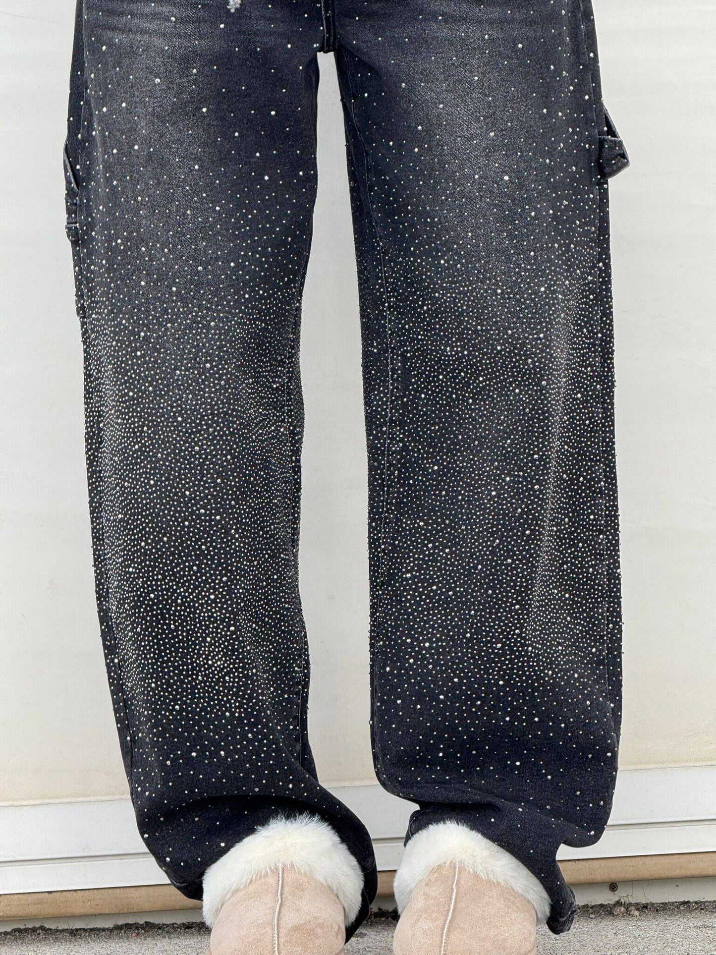 Glitzer-Denim mit hoher Taille