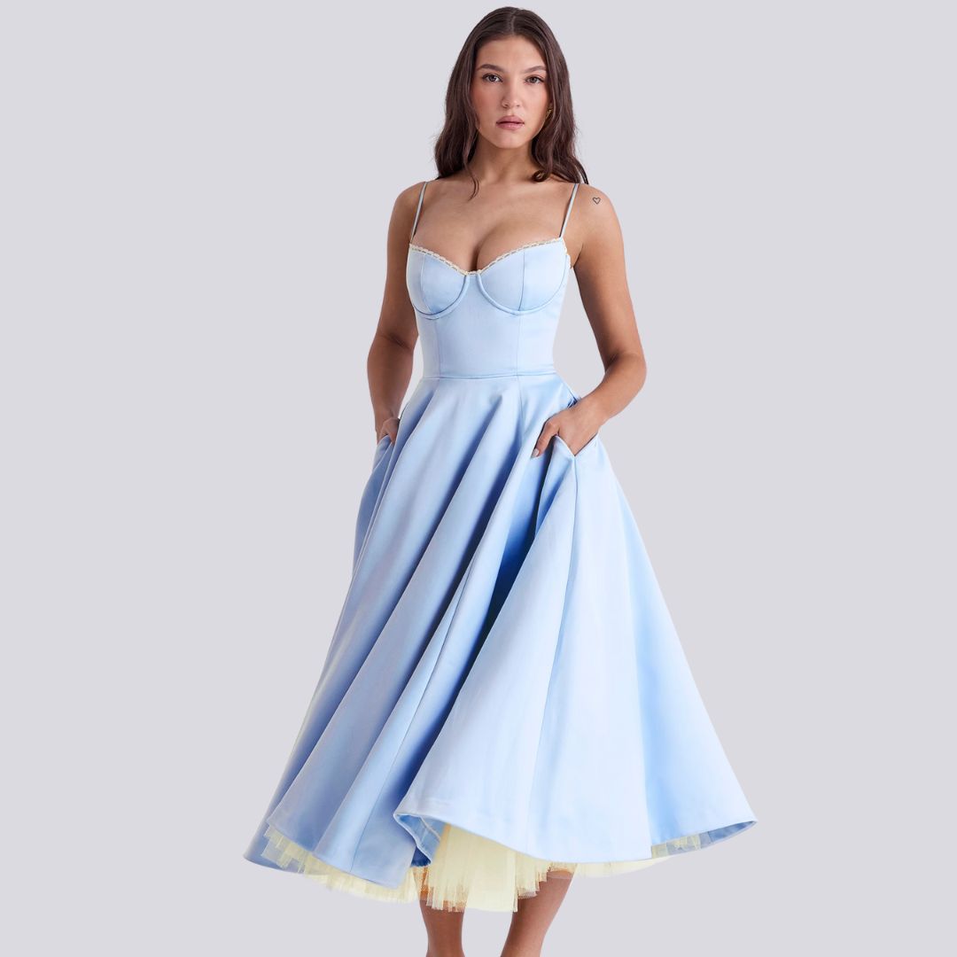 Midi Dress with Spaghetti Straps