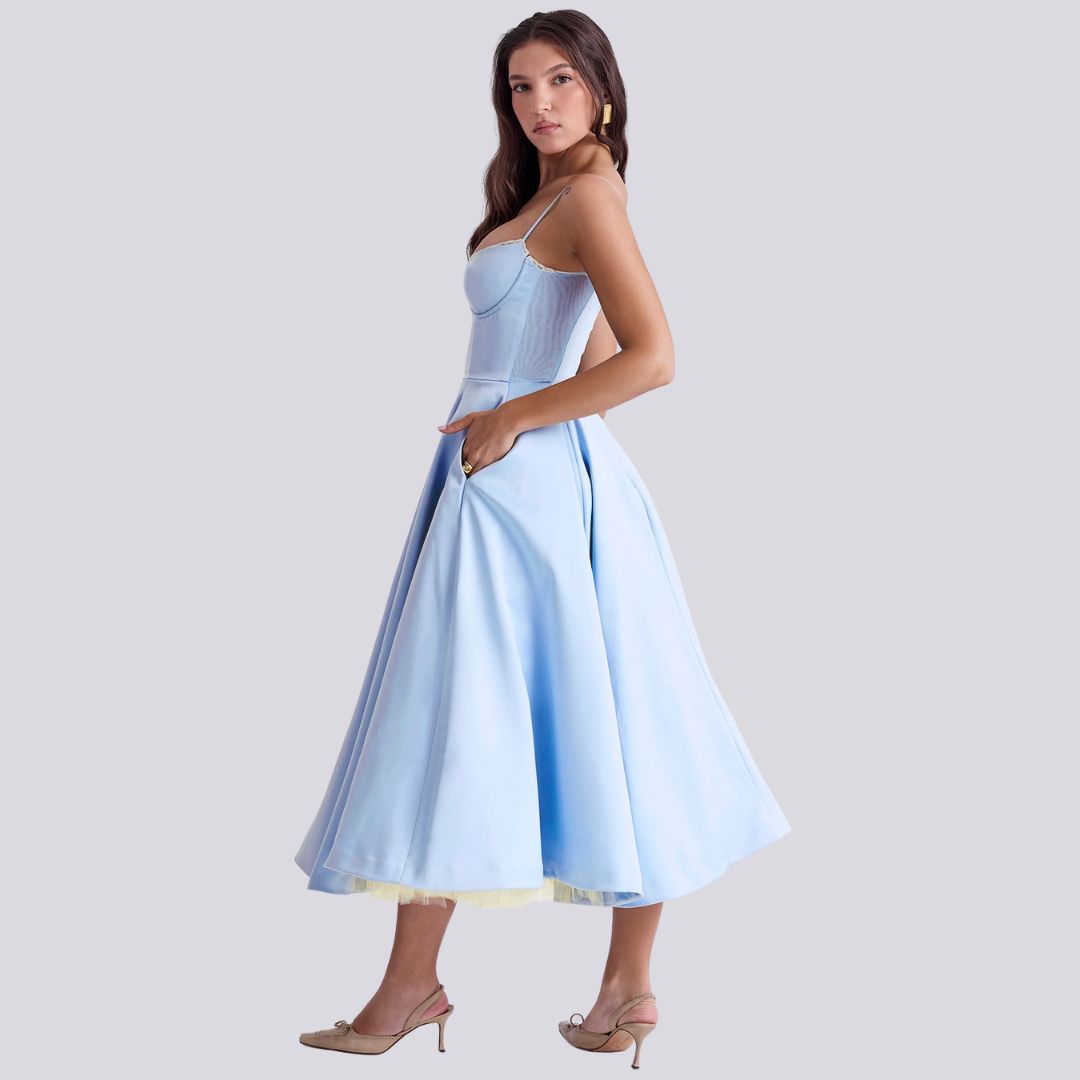 Midi Dress with Spaghetti Straps
