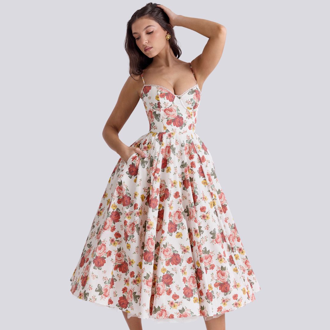 Midi Dress with Spaghetti Straps
