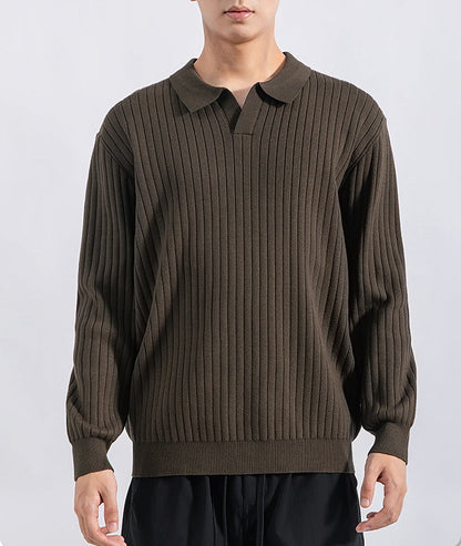 Gerippter Polopullover