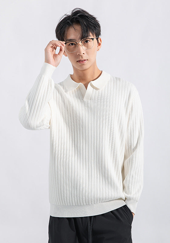 Gerippter Polopullover