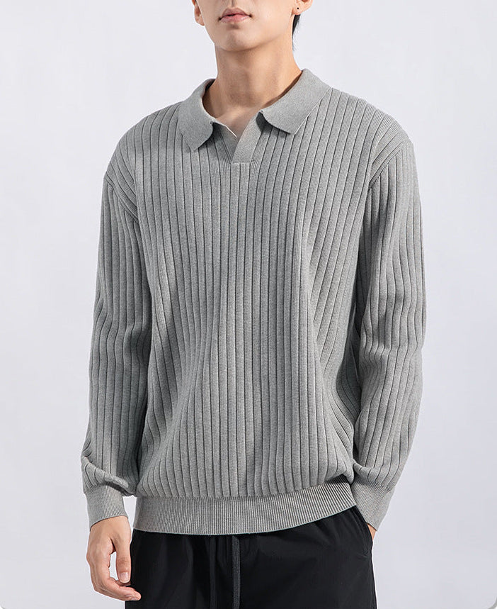 Gerippter Polopullover