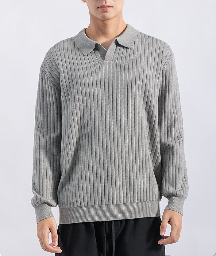 Gerippter Polopullover