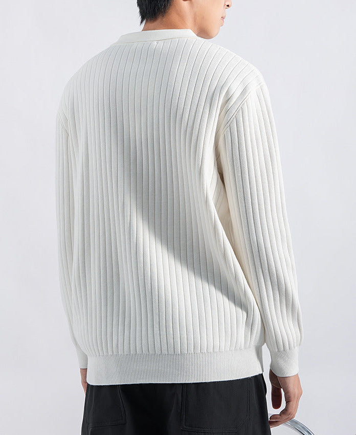 Gerippter Polopullover