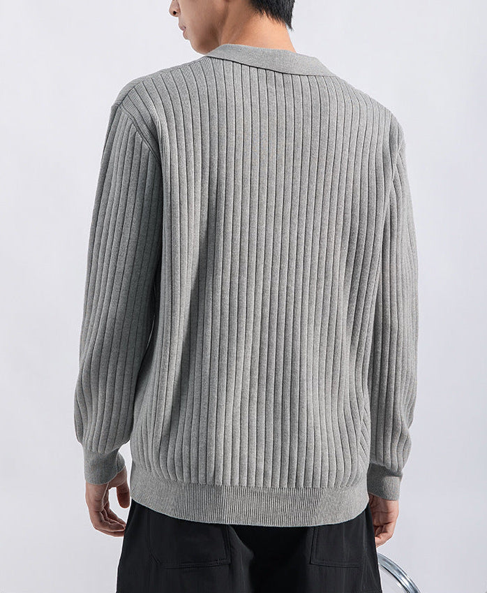 Gerippter Polopullover