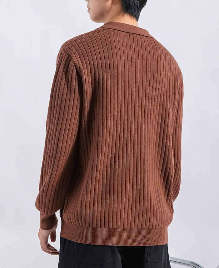 Gerippter Polopullover