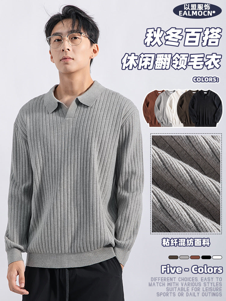 Gerippter Polopullover