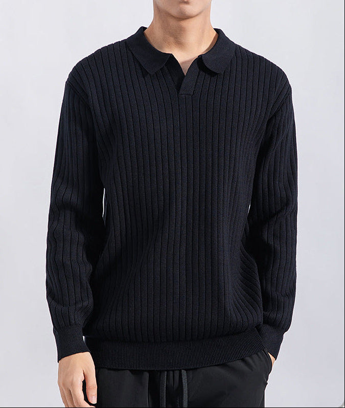Gerippter Polopullover