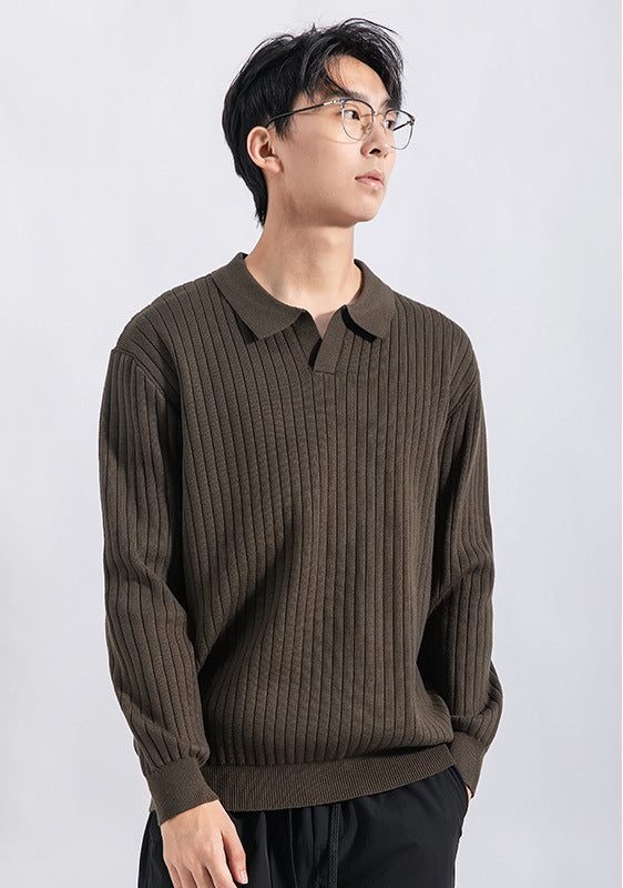 Gerippter Polopullover
