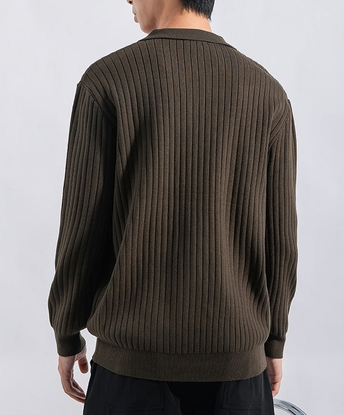 Gerippter Polopullover