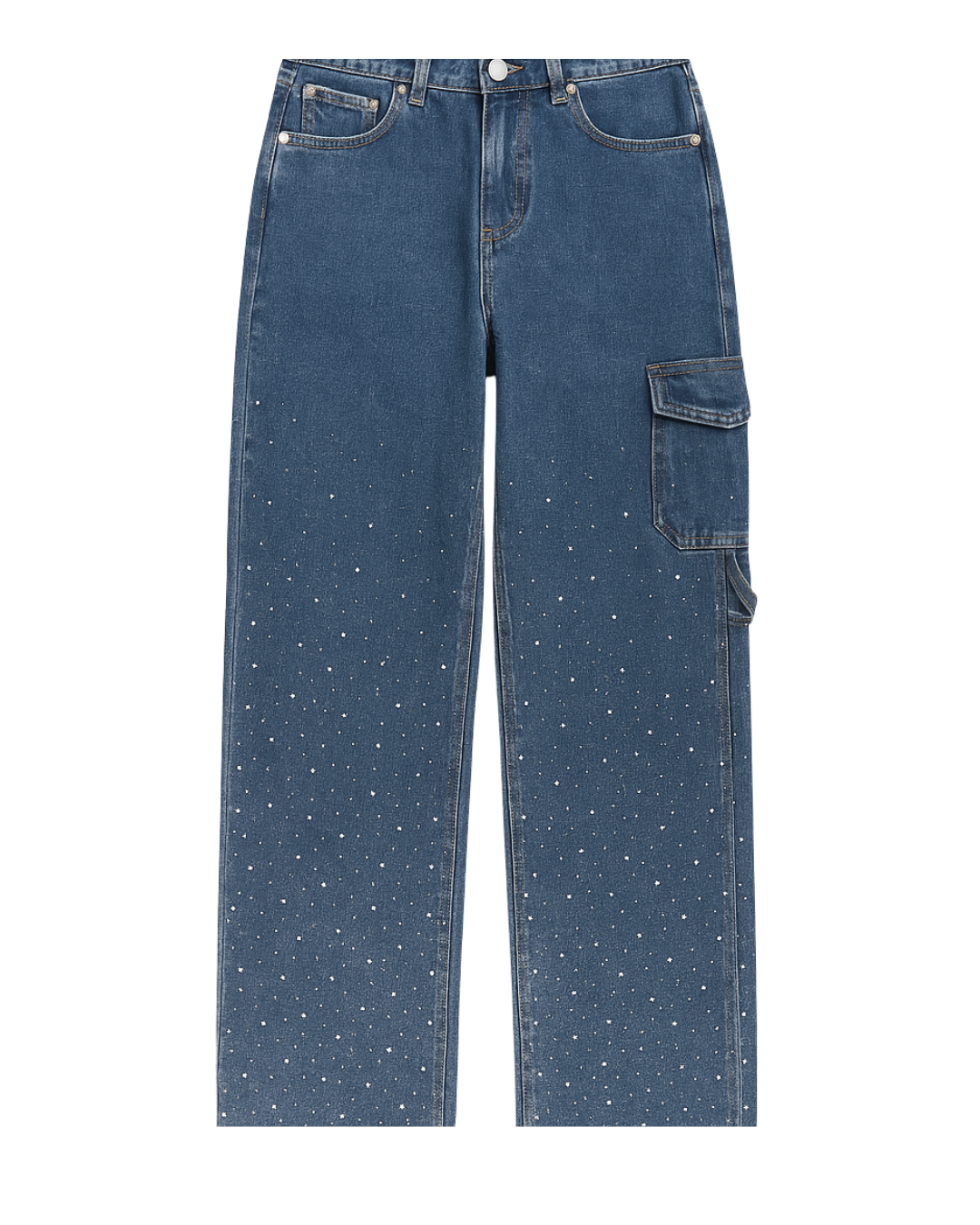 Glitzer-Denim mit hoher Taille