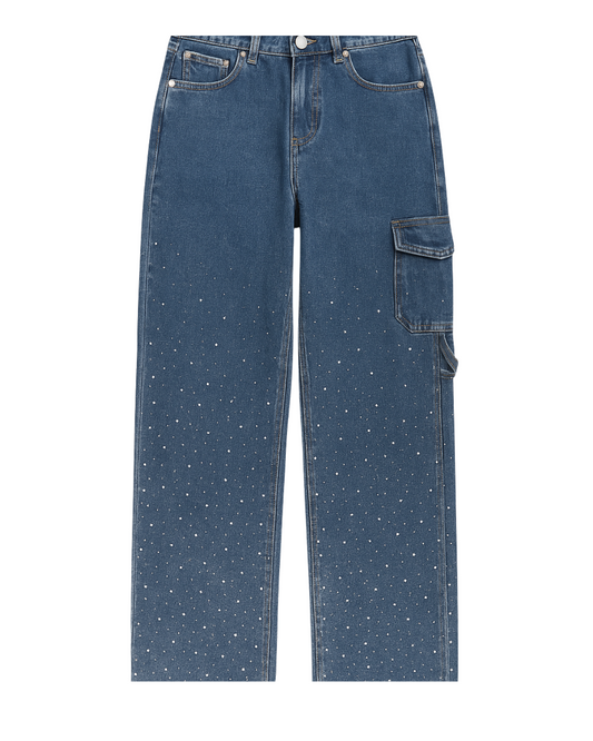 Glitzer-Denim mit hoher Taille