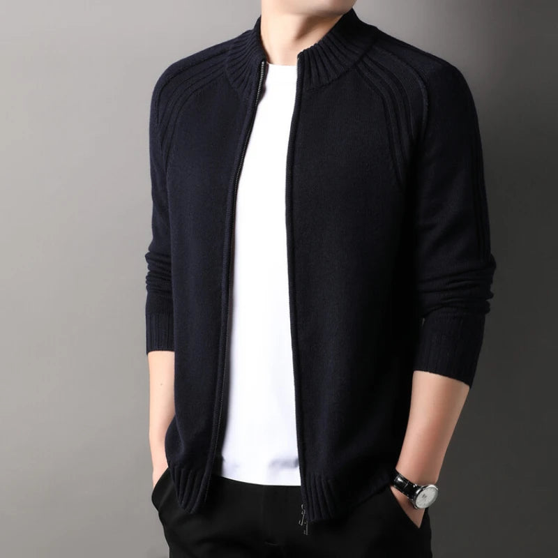 Premium Slim-Fit Cardigan Mit Doppelreißverschluss