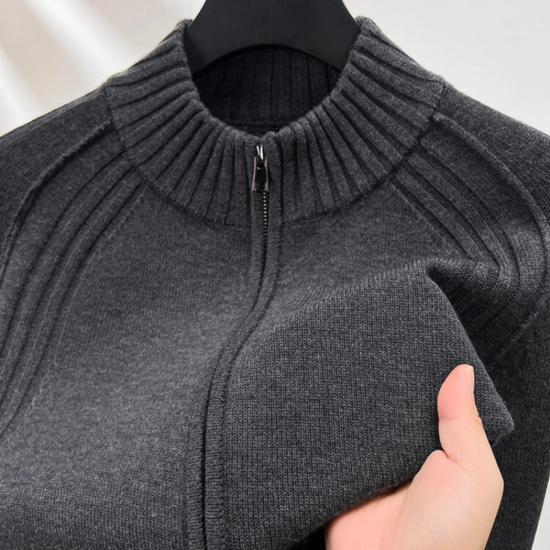 Premium Slim-Fit Cardigan Mit Doppelreißverschluss