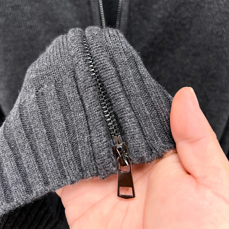 Premium Slim-Fit Cardigan Mit Doppelreißverschluss